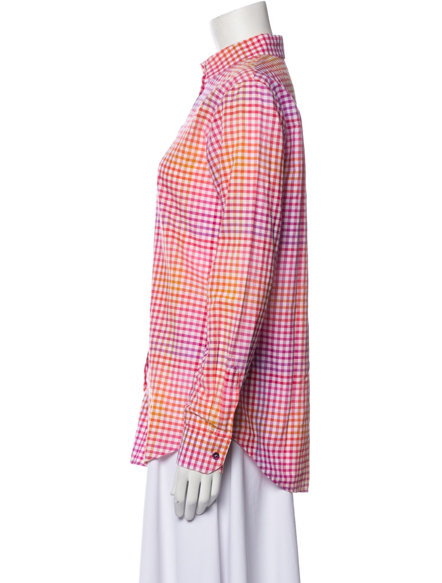 Etro Plaid Print Long Sleeve Button-Up Top